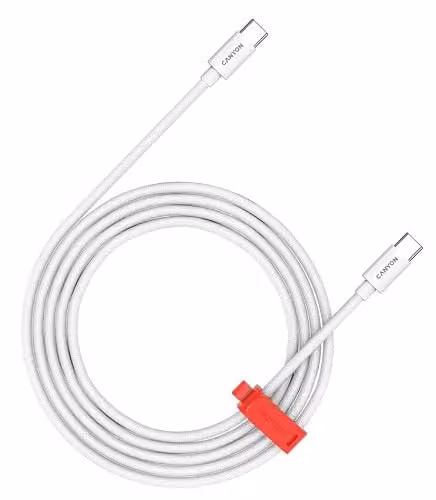 Canyon CC100AB USB-C to USB-C Braided Cable, 100W Fast Charge and Data Transfer, White, 1.2m – 1