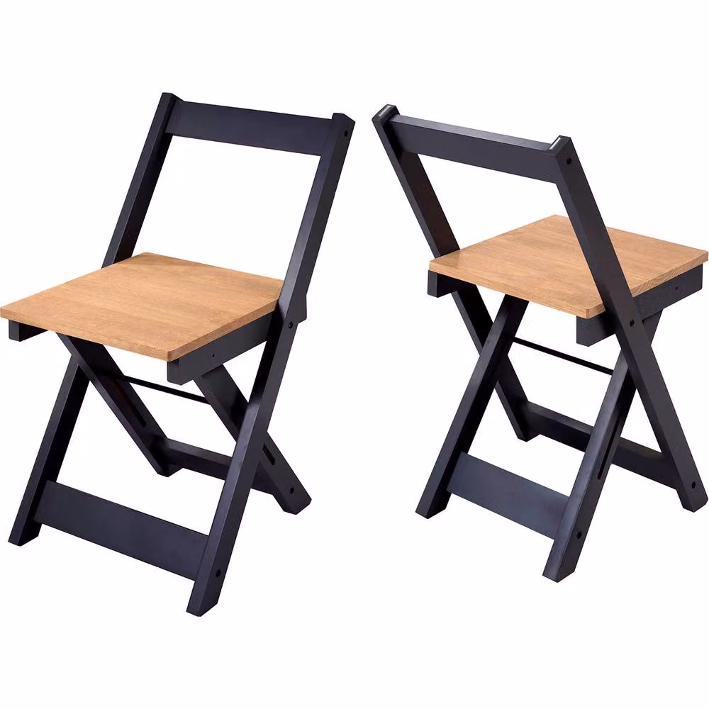 Seconique Santos Folding Dining Chair Set of 2 in Navy Blue and Distressed Waxed Pine – 2