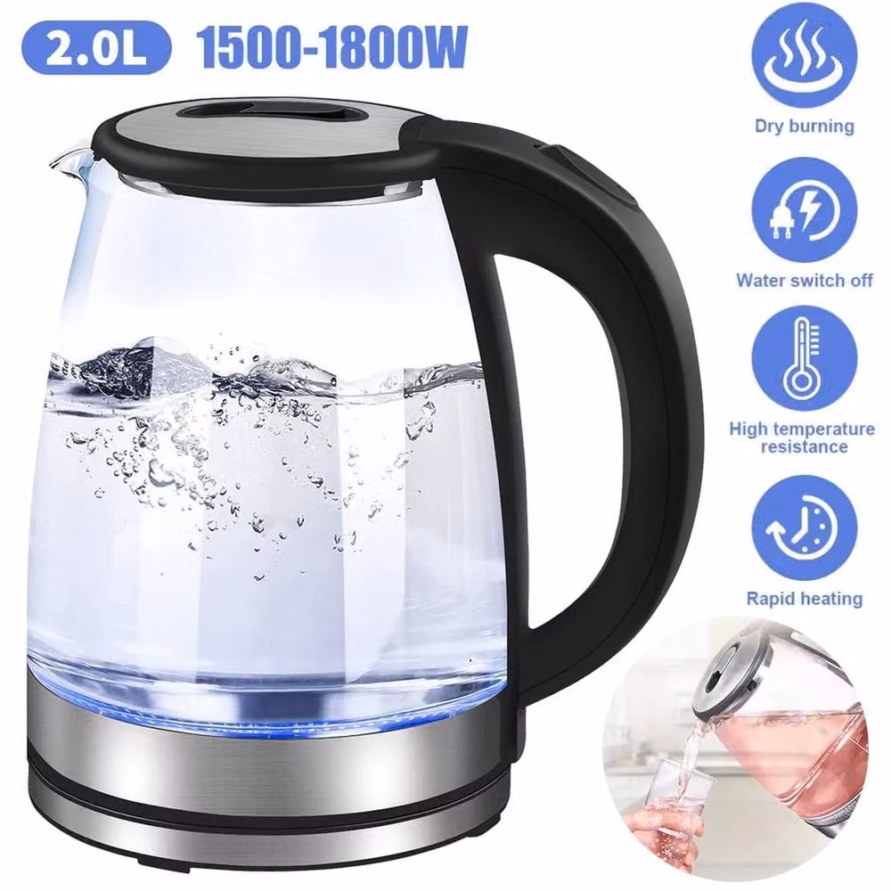 Pawnora 2L Glass Electric Kettle, 1800W Fast Boil in Black – 3