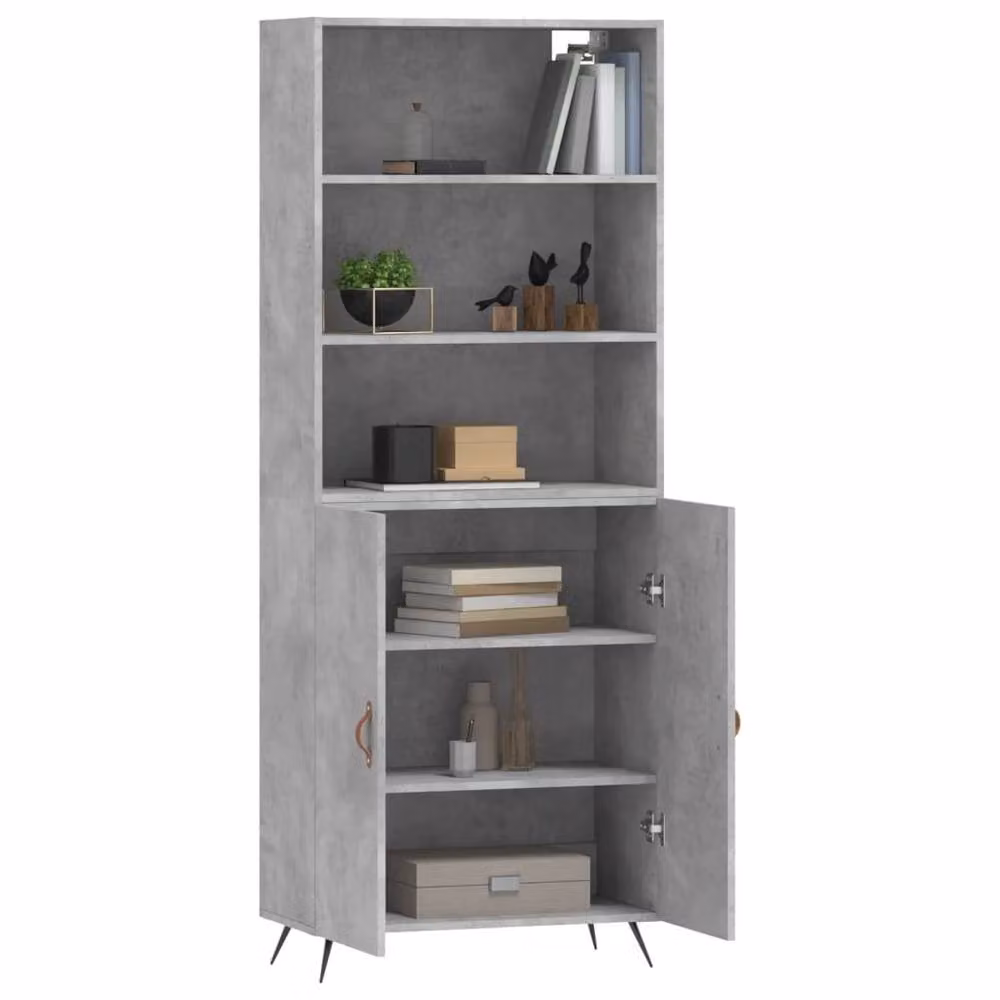 Berkfield Home Highboard in Concrete Grey, W/D/H: 69.5 x 34 x 180 cm – 2