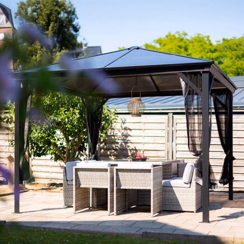 Sojag Verona Aluminium Garden Gazebo in Black, W: 297 cm, D: 297 cm, H: 261 cm – 2
