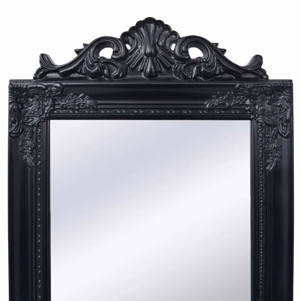 Berkfield Home Baroque Style Free-Standing Rectangular Mirror in Black, H 160 cm x W 40 cm – 2