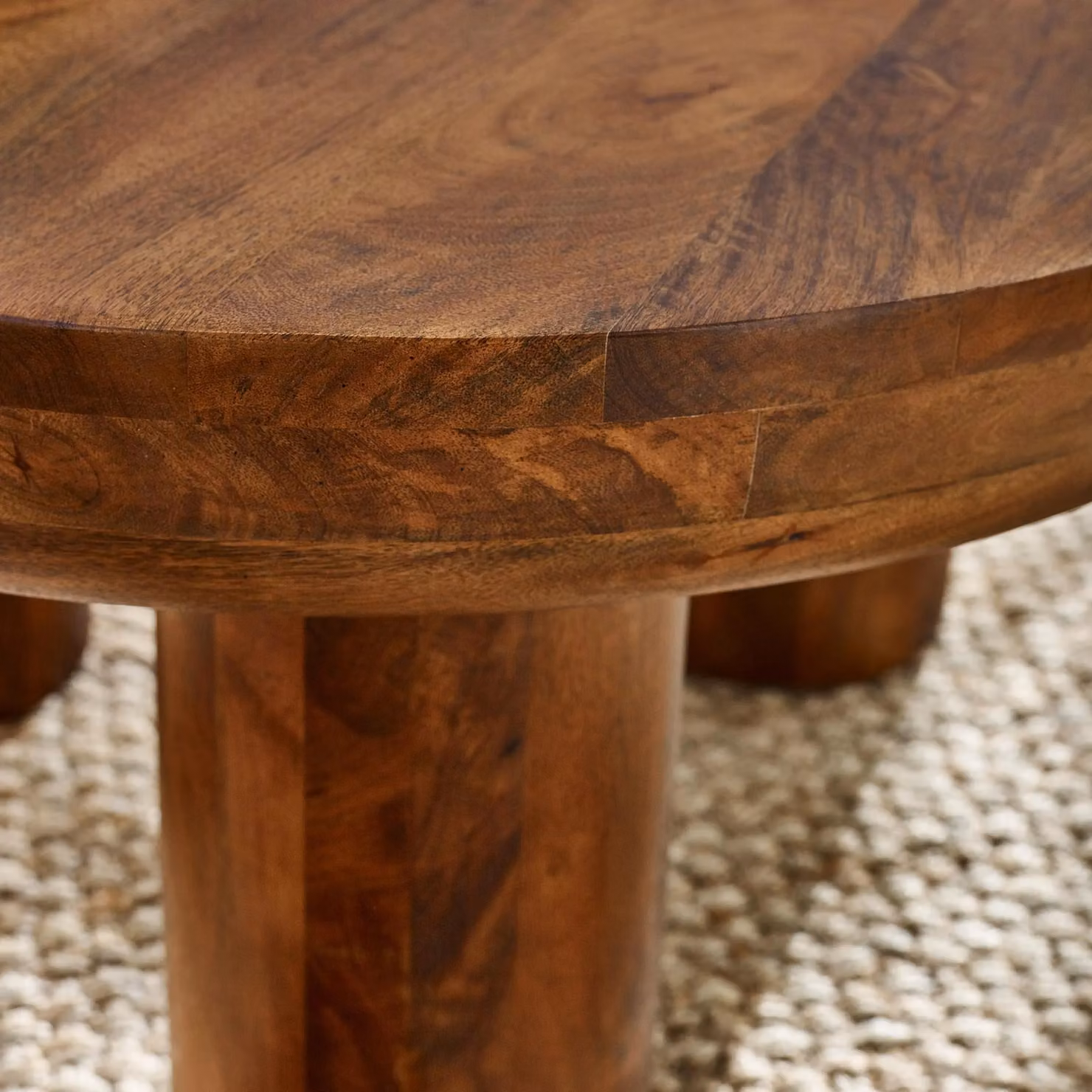 FurnitureboxUK Amy Round Solid Mango Wood Coffee Table in Brown – 3