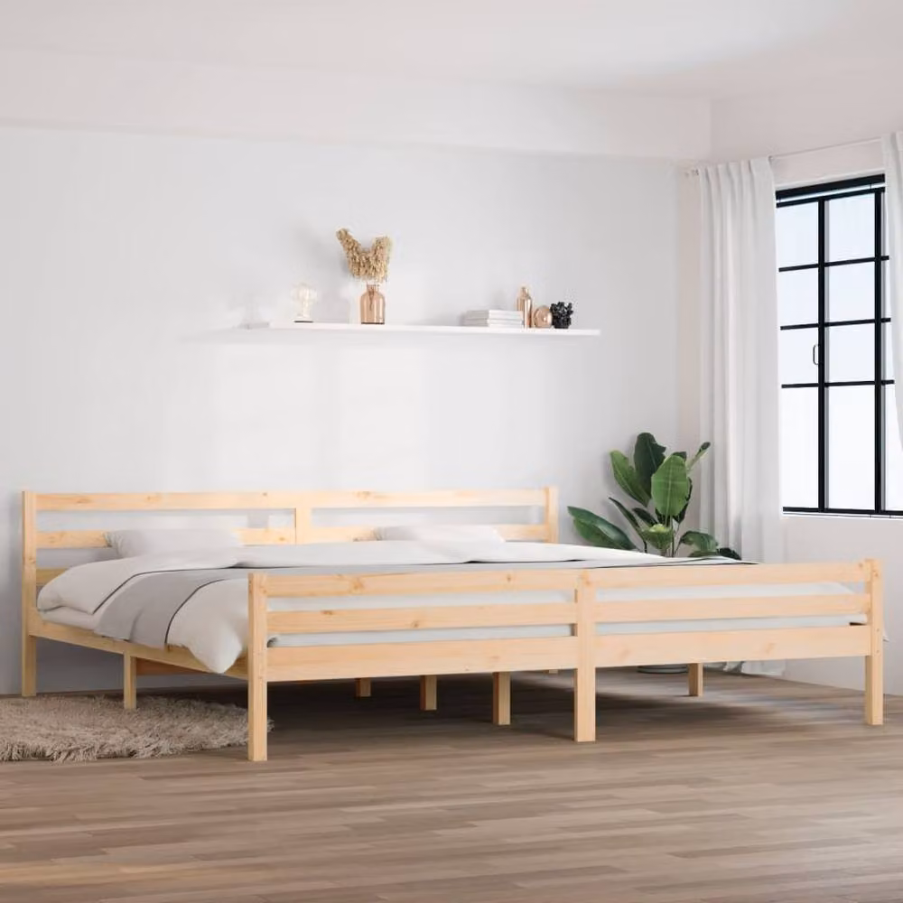 Berkfield Home Solid Wood Pine Bed Frame in Natural, W/D/H: 200 x 200 x 69.5 cm – 2