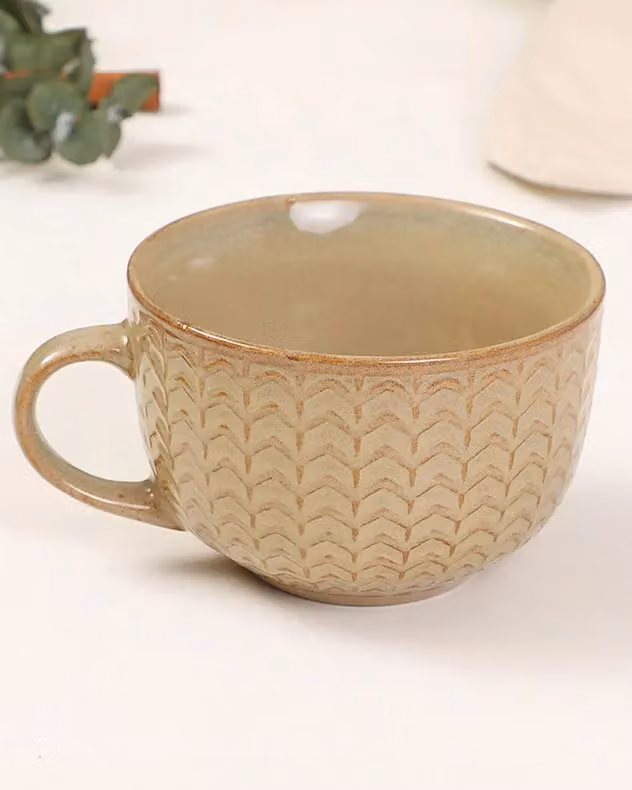 Dibor Set of 2 Brown Geometric Stoneware Coffee Mugs – 3