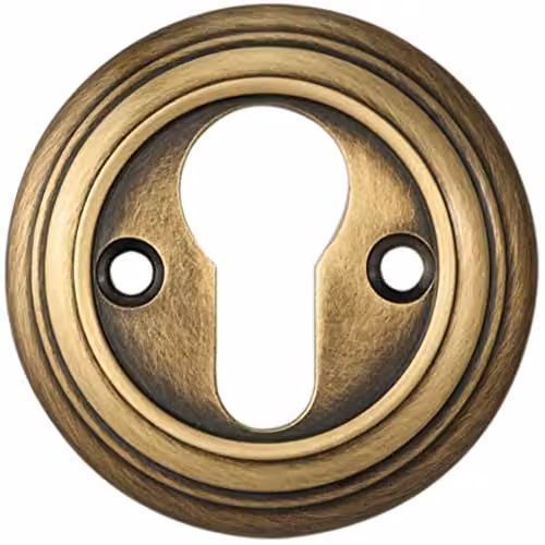 Reed Design 55mm Euro Profile Round Escutcheon Keyhole Cover in Antique Bronze – 1