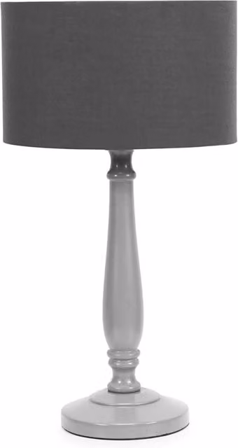 ValueLights Classic Grey Table Lamp with Fabric Cylinder Shade