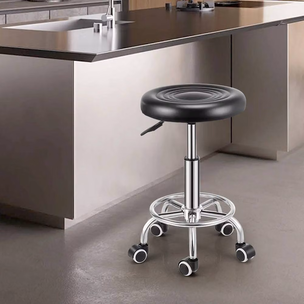 VOGREX Black Backless Swivel Salon Stool for Barber, Tattoo and Spa use – 4