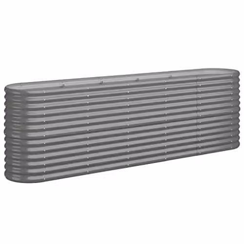 vidaXL Grey Steel Raised Garden Bed for Vegetable, Herb or Ornamental Gardens, W/D/H: 224 x 40 x 68 cm
