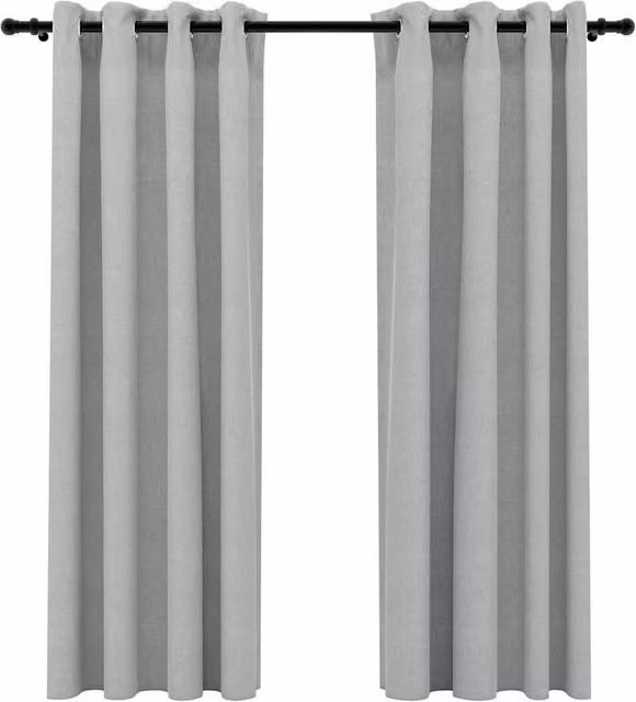 Berkfield Home Linen-Look Blackout Curtains with Eyelets, 2 Pack, Grey, W: 140 cm, H: 175 cm