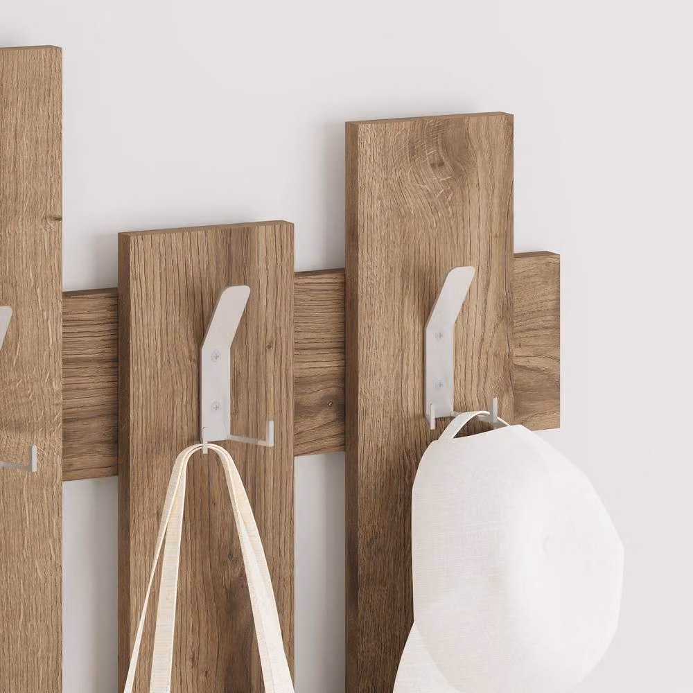 Decortie Wave Modern Wall-Mounted Coat Rack with 8 Hooks, Dark Brown, W: 69 cm, H: 81 cm – 3