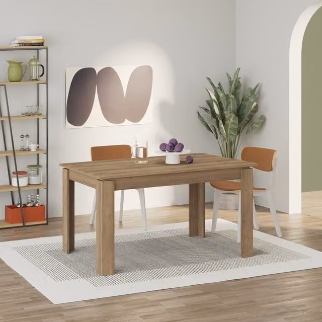 Decortie Tolmen Extendable Rectangular Dining Table in Brown – 1