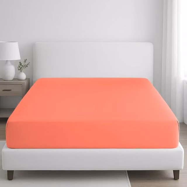 Grace 100% Egyptian Cotton Extra Deep Pocket Fitted Sheet in Coral, Double Size (W/D/H: 140 x 200 x 35 cm)