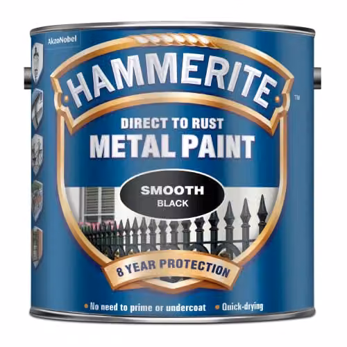 Hammerite Direct to Rust Metal Paint in Gloss Black, 2.5 l – 2