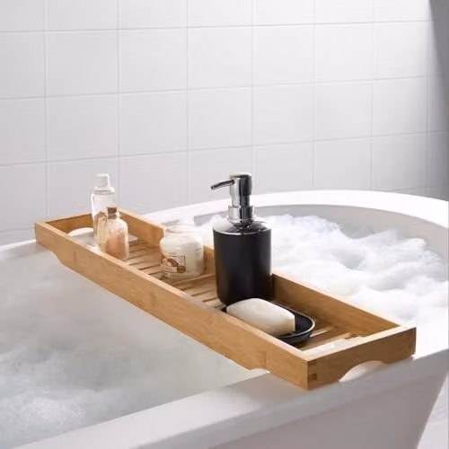 OHS Bamboo Bath Caddy Tray in Brown
