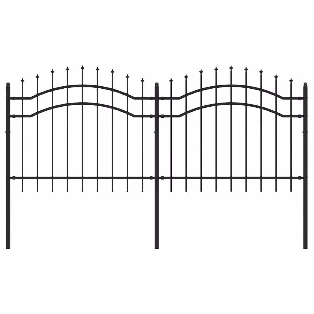 Berkfield Home Spear Top Garden Fence, Black Powder-coated Steel, Height: 140 cm – 2