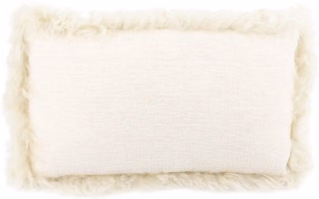 Native Natural Beige Linen Cushion with Lambskin Trim, W/D/H: 45 x 45 x 45 cm