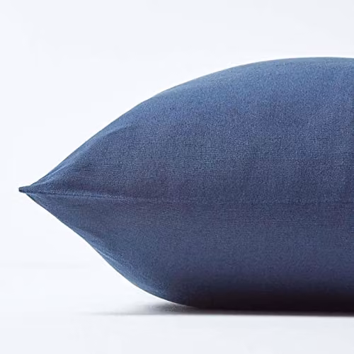 Homescapes European Linen and Combed Cotton Pillowcase, Blue/Green, W/D/H: 60 x 60 x 60 cm – 2