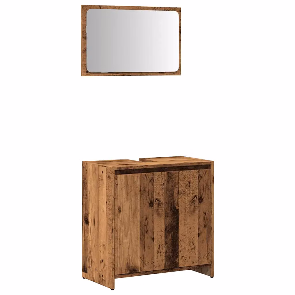 Berkfield Home 2 Piece Brown Rustic Bathroom Vanity Unit Set – 2