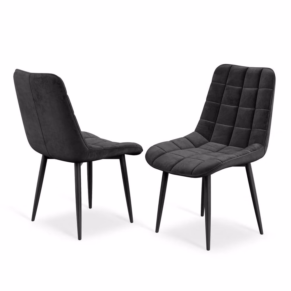 More4Homes Arlo Oak Round Dining Table with Black Legs and 4 Nova Velvet Dining Chairs Set – 3