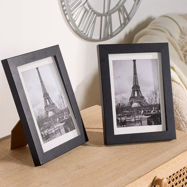 OHS Pack of 2 Modern Rectangular Photo Frames, Black
