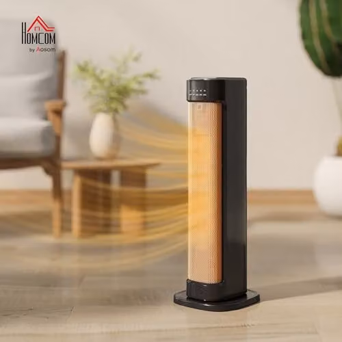 HOMCOM 2000W Ceramic Fan Heater with Timer and Remote Control, Black, W/D/H: 21.0 x 20.0 x 19.7 cm – 2