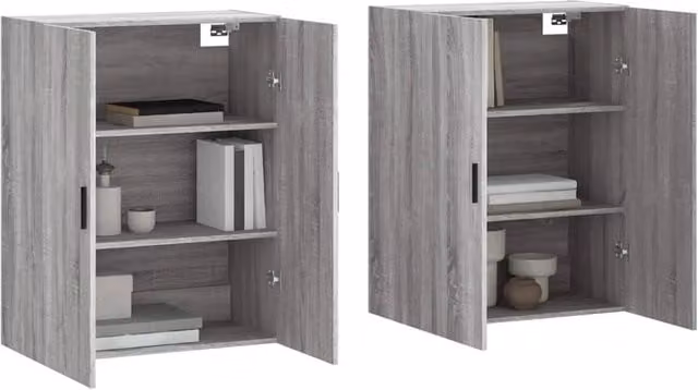 Berkfield Home Wall Mounted Cabinets, 2 Piece, Grey Sonoma, W: 69.5 cm, D: 34 cm, H: 90 cm