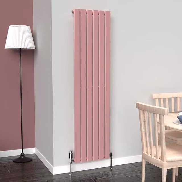 Lux Heat Flat Coloured Vertical Steel Radiator in Pink, H 160 cm x W 42 cm