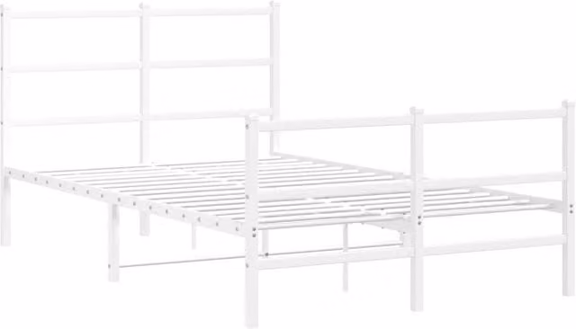 Berkfield Home Metal Bed Frame with Footboard in White, Small Double, W/D/H: 120 x 200 cm – 1
