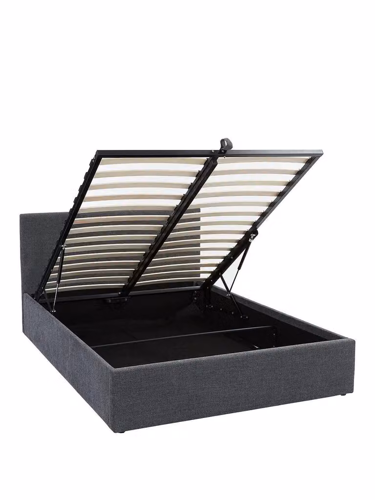 The Very Collection Porto King LiftUp Ottoman Bed Frame in Dark Grey Textural Chenille Fabric, W/D/H: 180 x 200 cm