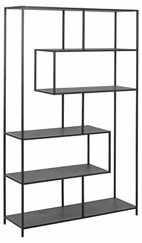 Emob Dover 4-Shelf Metal Shelving Unit, Black, W: 114 cm, D: 35 cm, H: 185 cm
