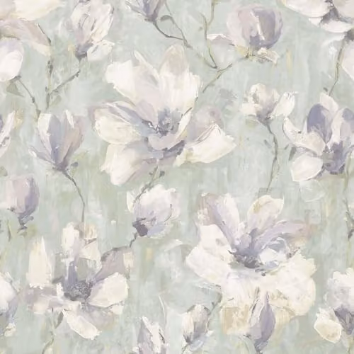 Grandeco Camilla Floral Botanical Wallpaper in Grey, White and Green, Luxury Heavyweight Scrubbable Vinyl