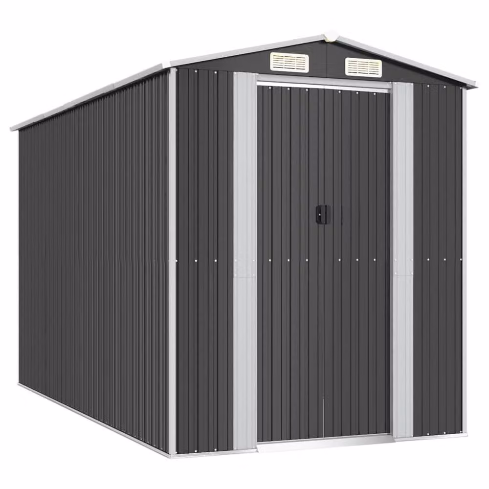 Berkfield Home Anthracite Garden Shed in Galvanised Steel, Dark Grey, W/D/H: 192 x 357 x 223 cm – 2