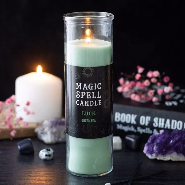 Uniqueful Luck Green Tea Magic Spell Tube Pillar Candle, Green, 1 Pack – 1