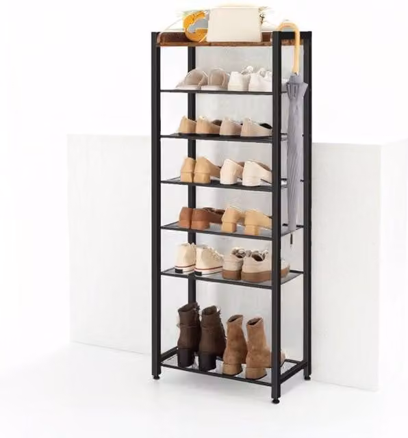 Modcraft Industrial 8-Tier Metal Shoe Storage Rack in Brown and Black