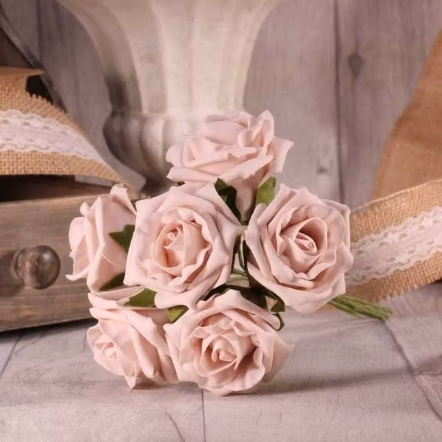 Kingsbury Gifts Bunch of 6 Small Pink Foam Tea Roses