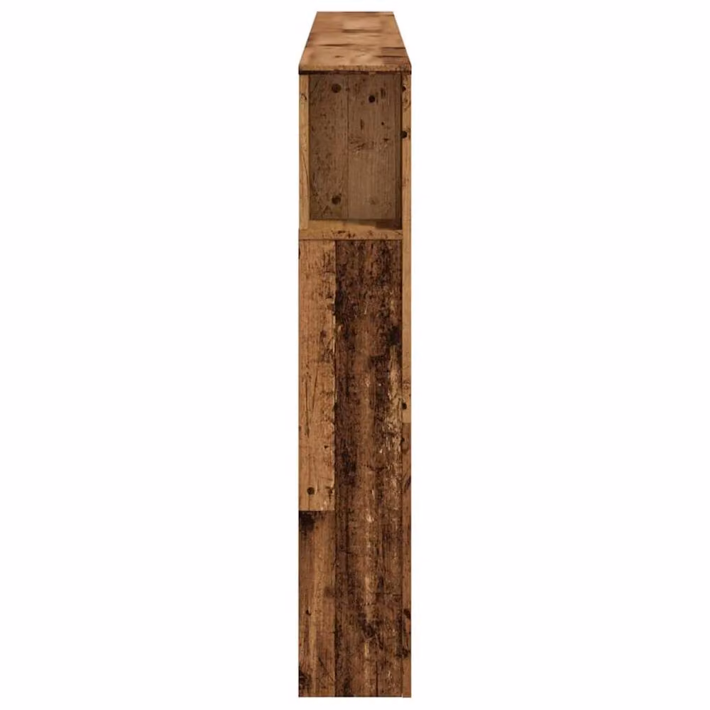 Berkfield Home LED Headboard in Brown Old Wood, W: 200 cm, D: 18.5 cm, H: 103.5 cm – 5