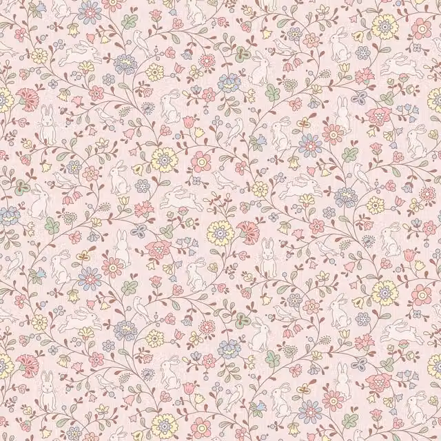 Jack n Rose Pink Floral Wildlife Non-Woven Wallpaper