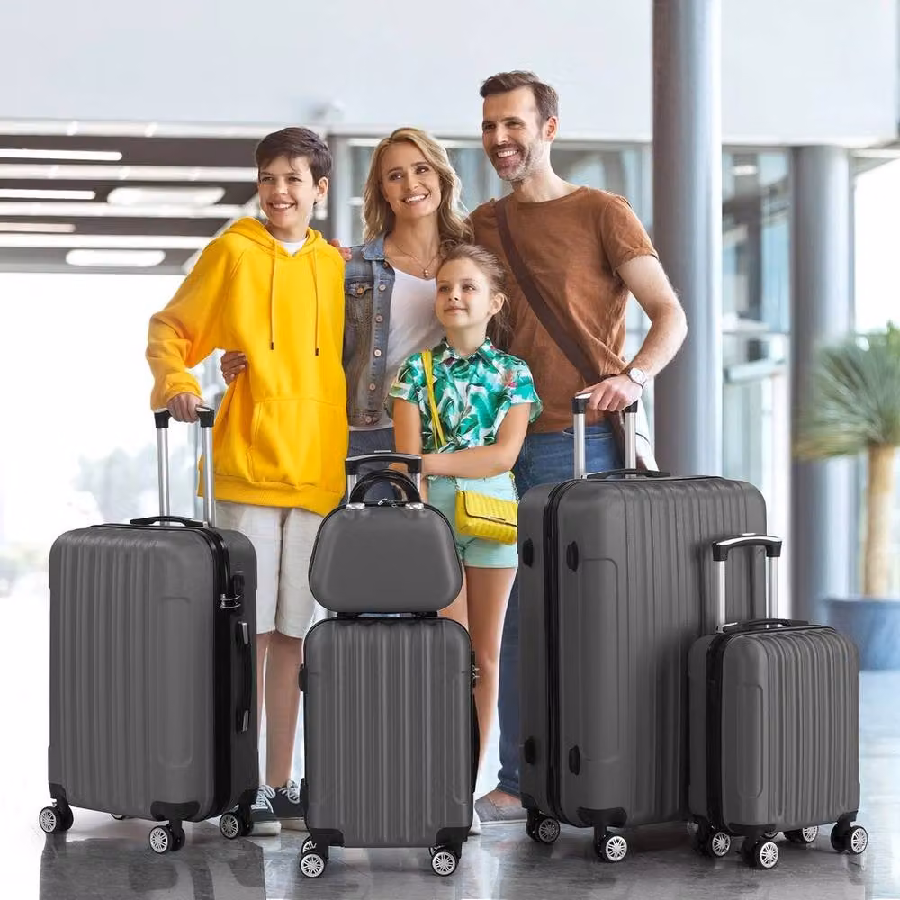 FLAVORA 4-Piece Lightweight ABS 4-Wheel Luggage Set in Grey – 3