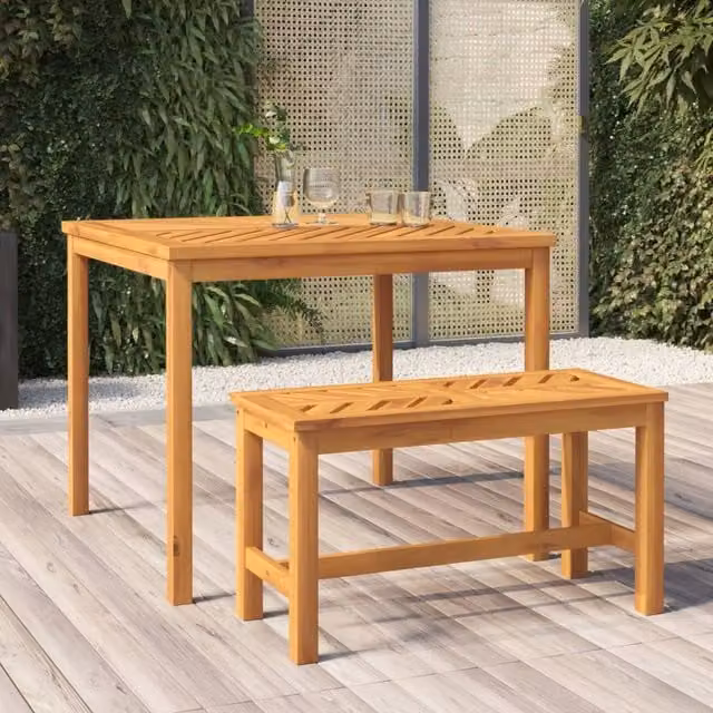 Berkfield Home Garden Dining Table in Brown Solid Acacia Wood W/D/H: 90 x 90 x 74 cm – 1