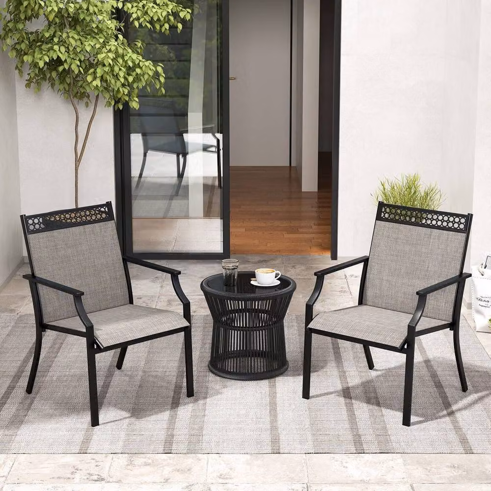 Costway Set of 2 Brown Metal Outdoor Patio Dining Chairs – 4