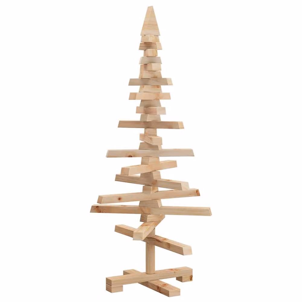 Berkfield Home Beautiful Brown Solid Wood Pine Christmas Tree, Height: 90 cm – 3