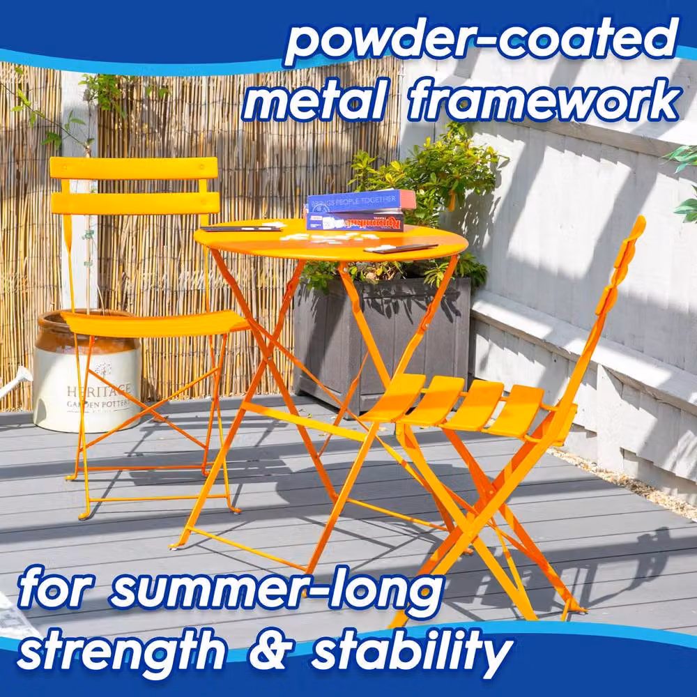 Harbour Housewares 2 Seater Round Bistro Garden Furniture Set in Yellow – 6