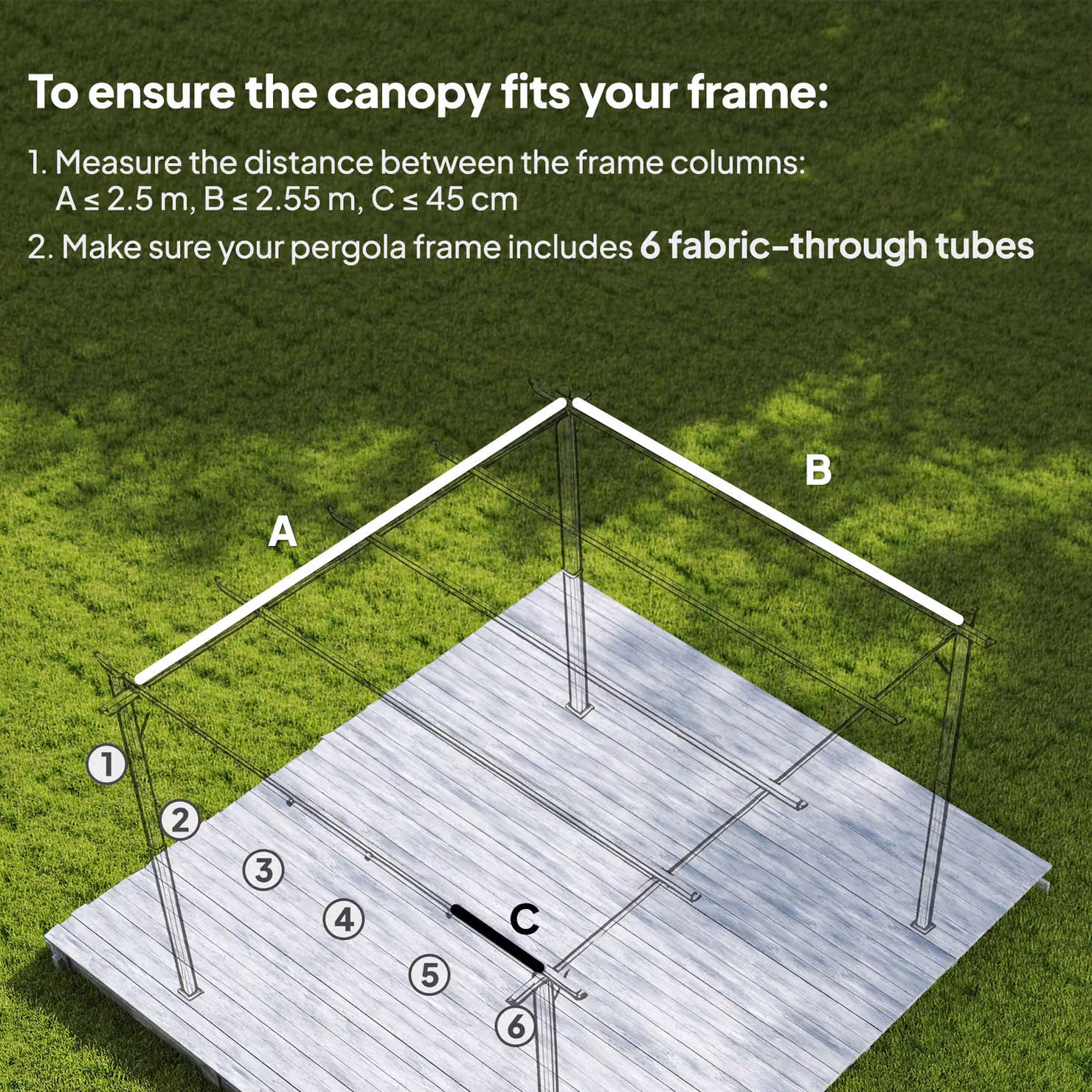 Outsunny Brown Retractable Pergola Replacement Canopy Fabric for 3 x 3 m Frame, W: 255 cm x D: 250 cm – 4