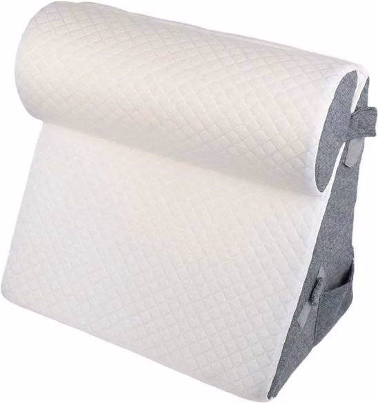 VOGREX White Memory Foam Bed Wedge Pillow with Removable Breathable Jacquard Cover for Back Support