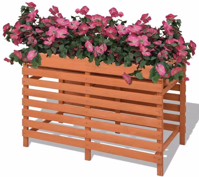 Berkfield Home Wood Planter in Brown, W/D/H: 100 x 50 x 71 cm