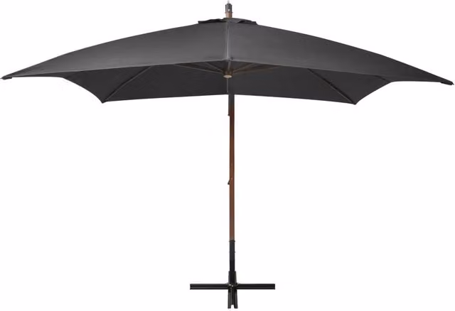 Berkfield Home Anthracite Cantilever Hanging Parasol with Black Pole and Solid Wood Frame, W/D/H: 300 x 300 x 300 cm