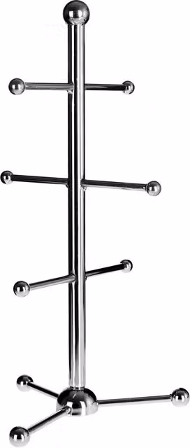Orsina Omega Ball Design Freestanding Metal Mug Tree in Silver