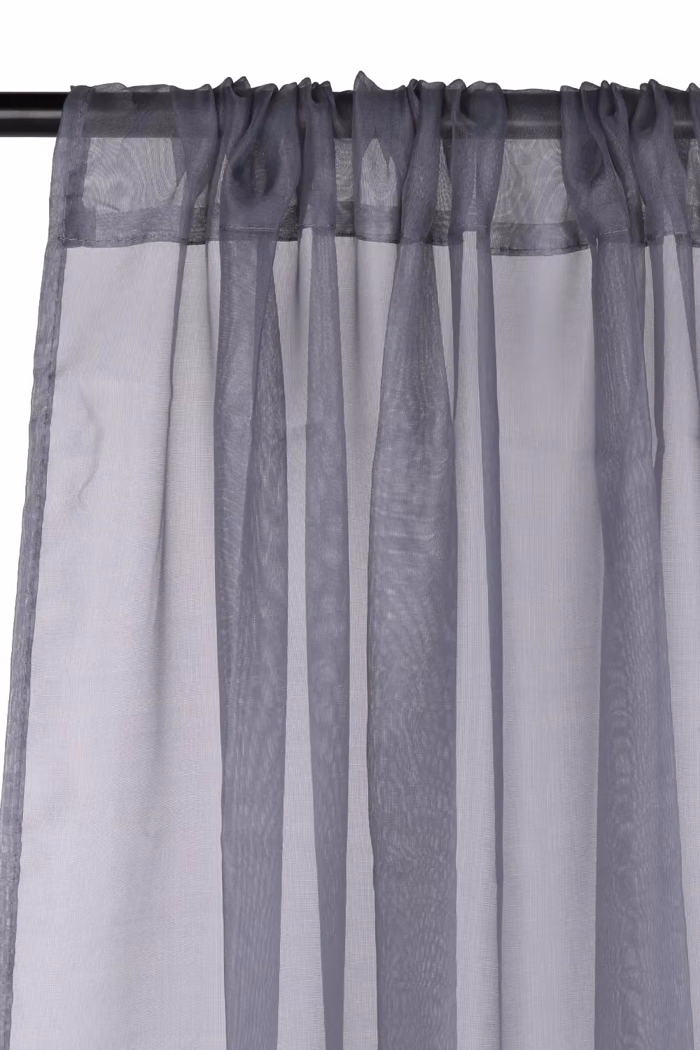Neel Blue Semi-Transparent Voile Curtain Pair in Blue and Grey, Width: 142 cm, Drop: 183 cm – 2