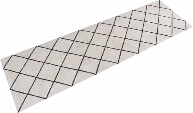 Berkfield Home Washable Grey Velvet Kitchen Rug with Diamond Pattern, W/D: 45 x 150 cm